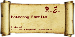 Matecsny Emerita névjegykártya